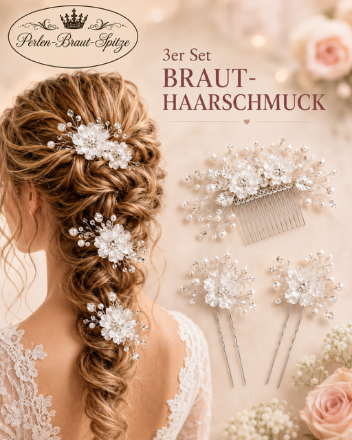Haarschmuck Hochzeit Silber mit Perlen | Perlen-Braut-Spitze Silberner Braut Haarschmuck mit Perlen und Kristallen – Perlen-Braut-Spitze