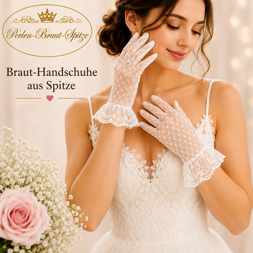Braut-Handschuhe Spitze Weiß – Perlen-Braut-Spitze Braut-Handschuhe Spitze Weiß für Hochzeit