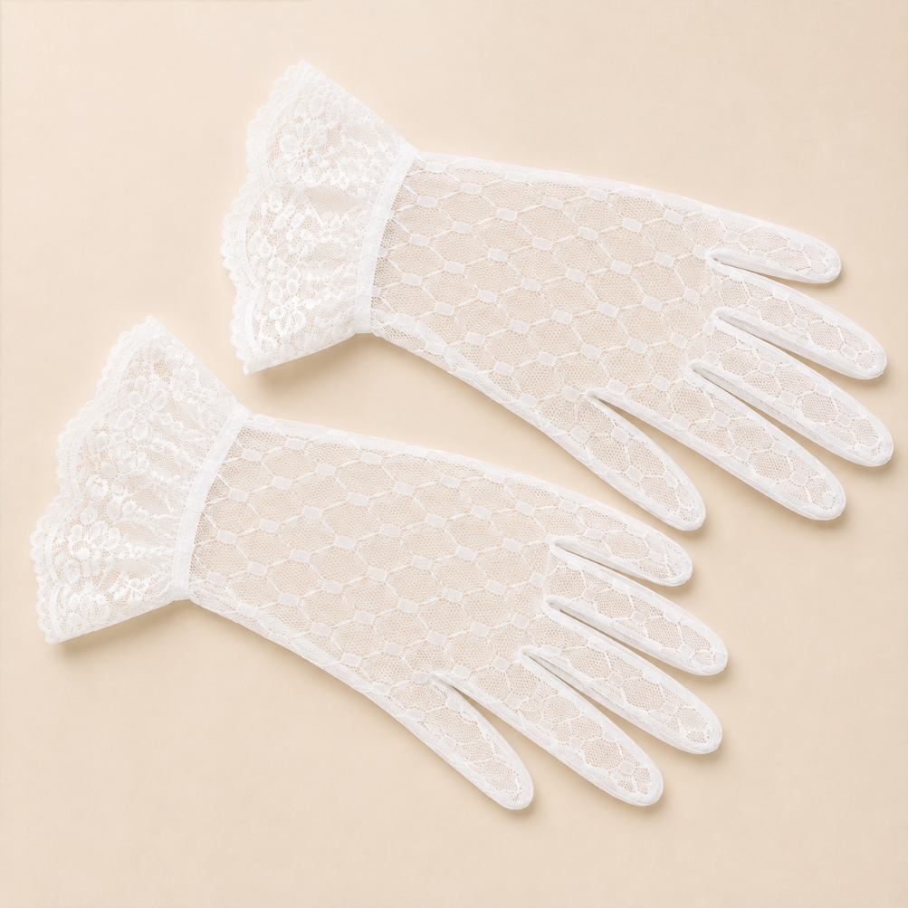 Braut-Handschuhe Spitze Weiß – Paar Weiße Braut-Handschuhe aus Spitze für Hochzeit