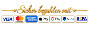 Sichere Zahlungsarten bei Perlen-Braut-Spitze – Visa, Mastercard, American Express, Apple Pay, Google Pay, PayPal und SEPA