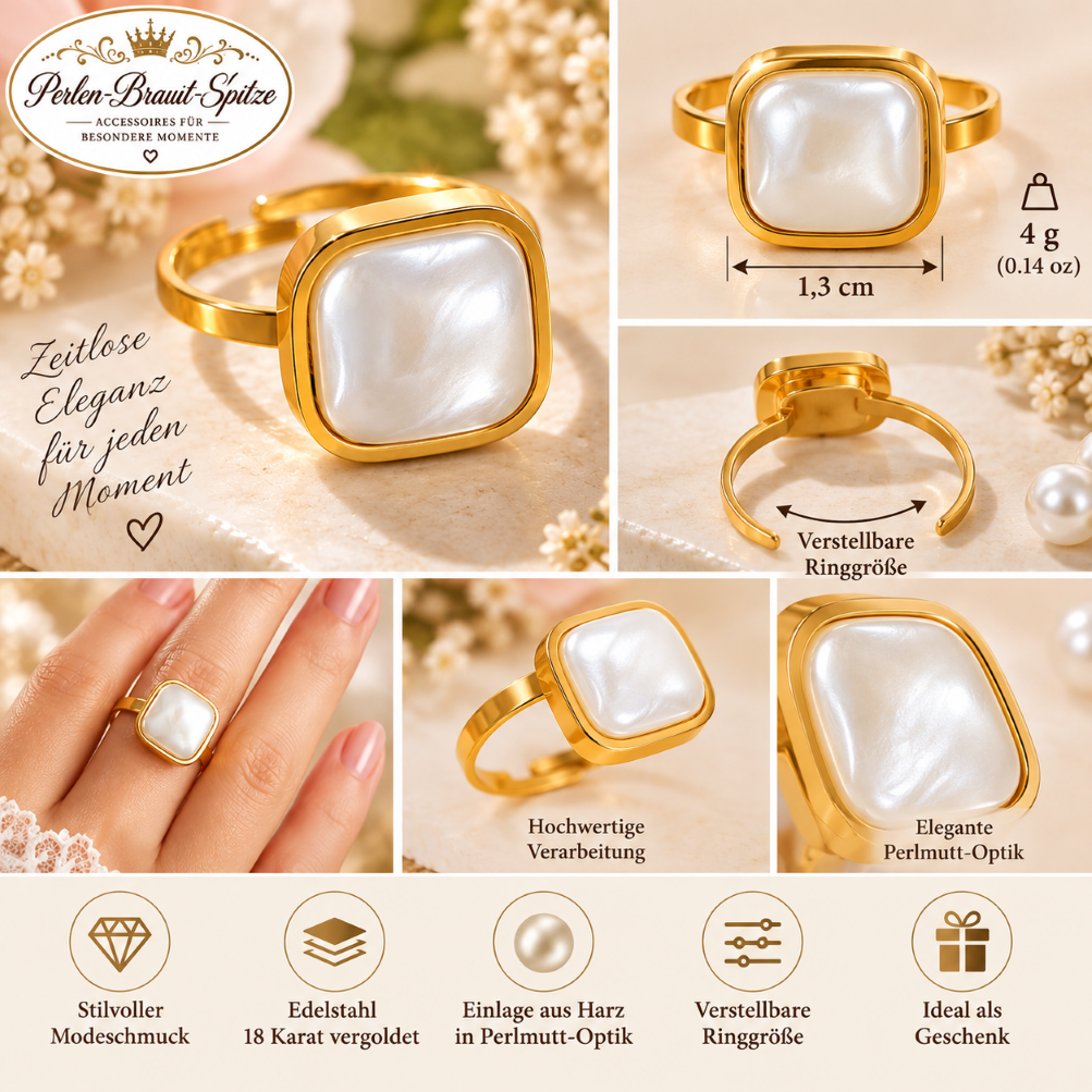 Goldfarbener Modeschmuck-Ring – Produktdetails Verstellbarer goldfarbener Ring – Maße und Details