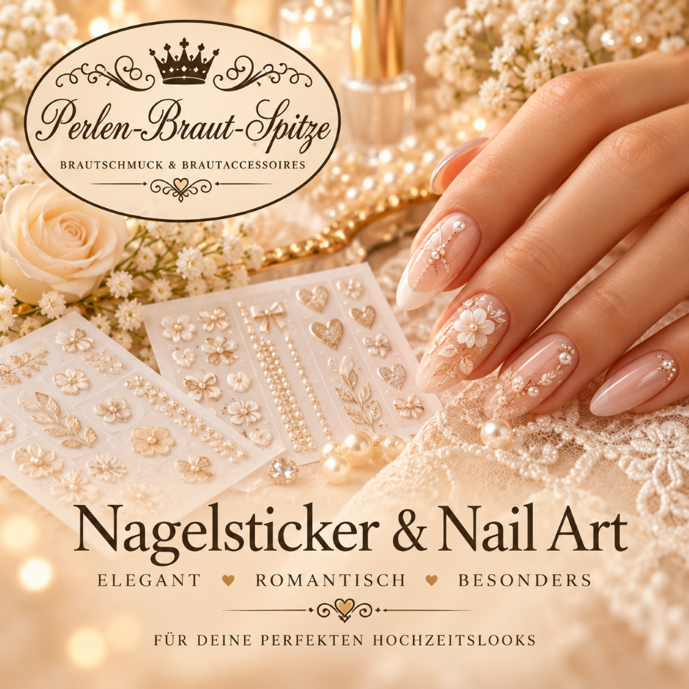 Lifestyle Schmuck für Damen Elegante Nagelsticker und Nail Art mit Perlen, Blumen und filigranen Verzierungen für Hochzeit und besondere Anlässe